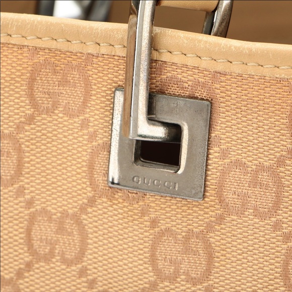 👜  Gucci Tote in Tan GG Monogram Canvas and Leather Bag 👜 - Picture 7 of 11